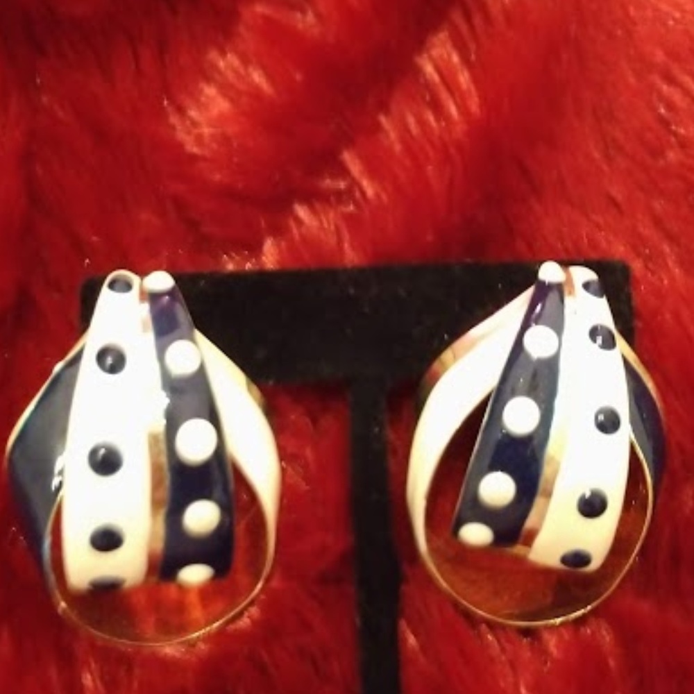 Back to the 80's Blue & Ivory Enamel Earrings